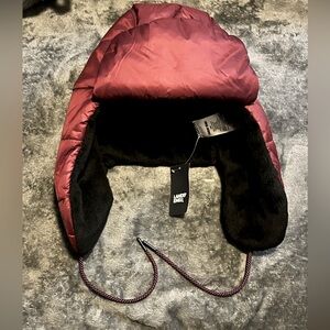Lands’ End Down Lined Trapper Hat S/M NWT Cranberry/Burgundy